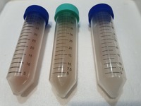 Obr. 3 : Koncentráty třech kmenů bakterií podporujících růst lanýžového mycelia